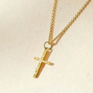Kreuz-Initialen-Ketten-Set | Gold
