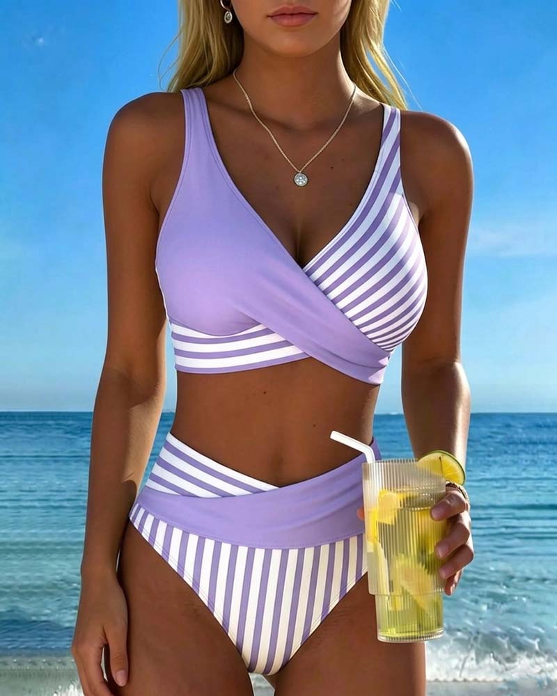 Bikini mit Kreuzstreifen Druck