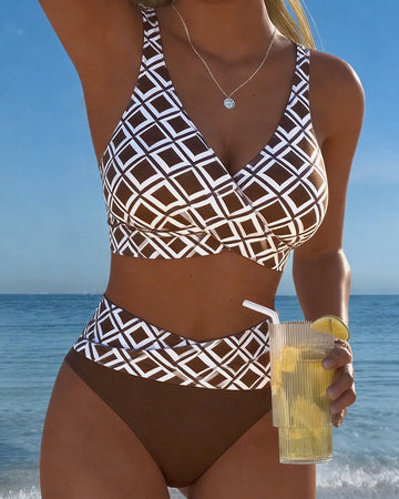 Zweiteiliger Bikini Mit BH-Schnitt Und Diamantmuster
