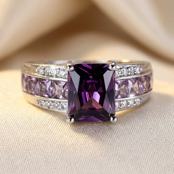Silberner Amethyst-Kanalfassung-Ring