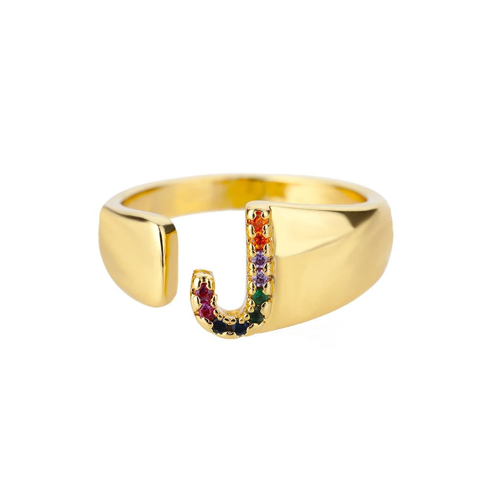 Goldener Ring mit Personalisiertem Buchstaben (Verstellbar)