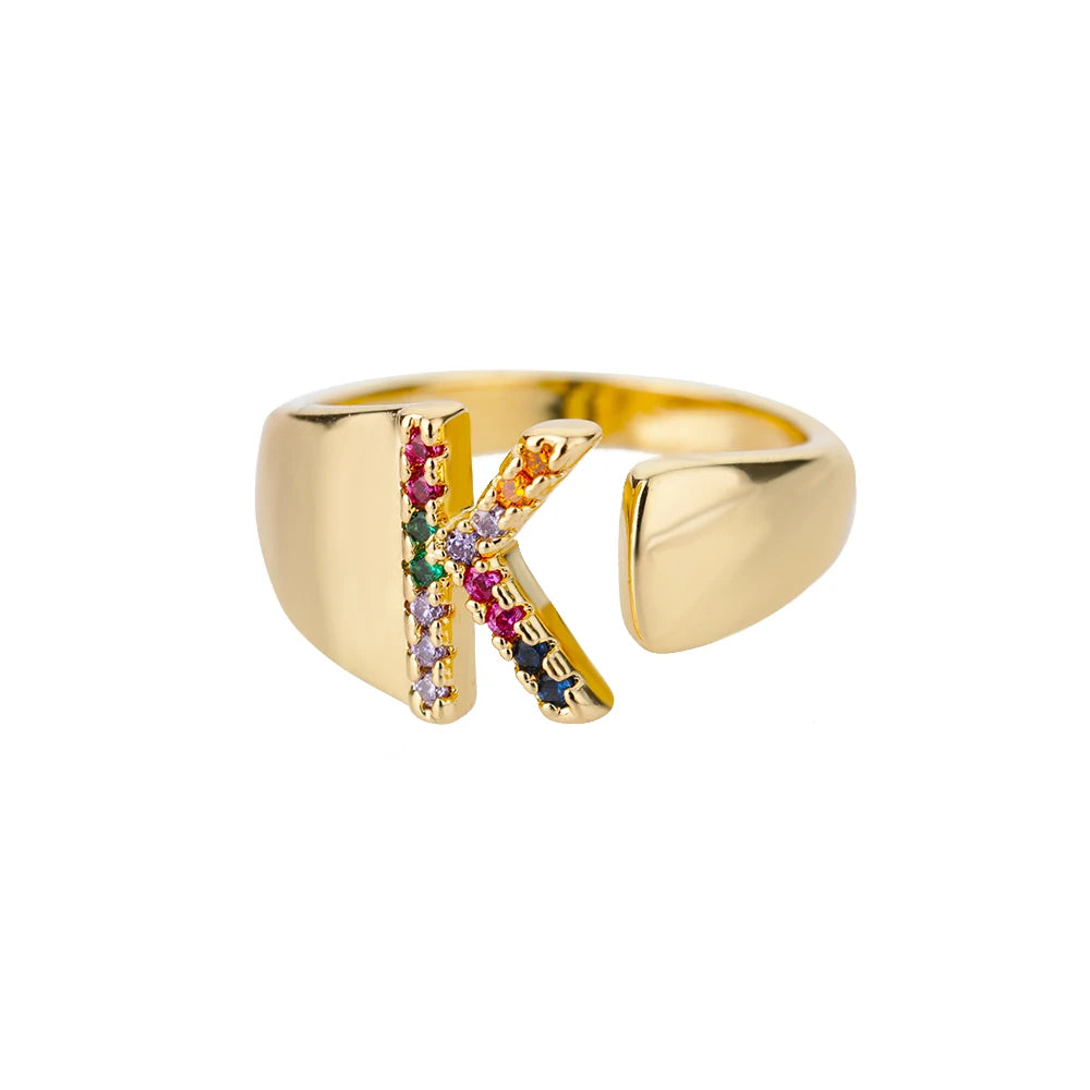 Goldener Ring mit Personalisiertem Buchstaben (Verstellbar)