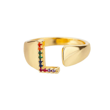 Goldener Ring mit Personalisiertem Buchstaben (Verstellbar)