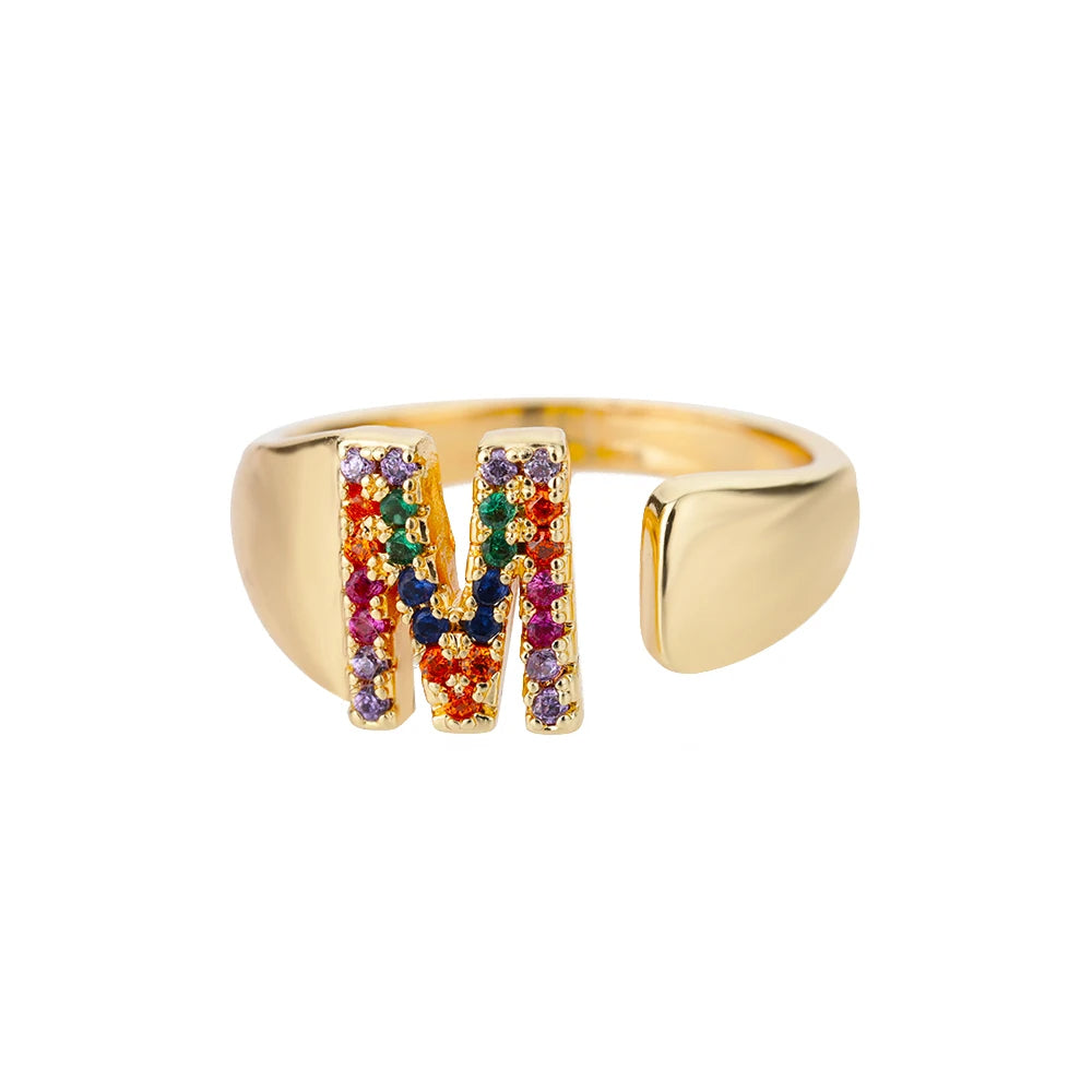 Goldener Ring mit Personalisiertem Buchstaben (Verstellbar)