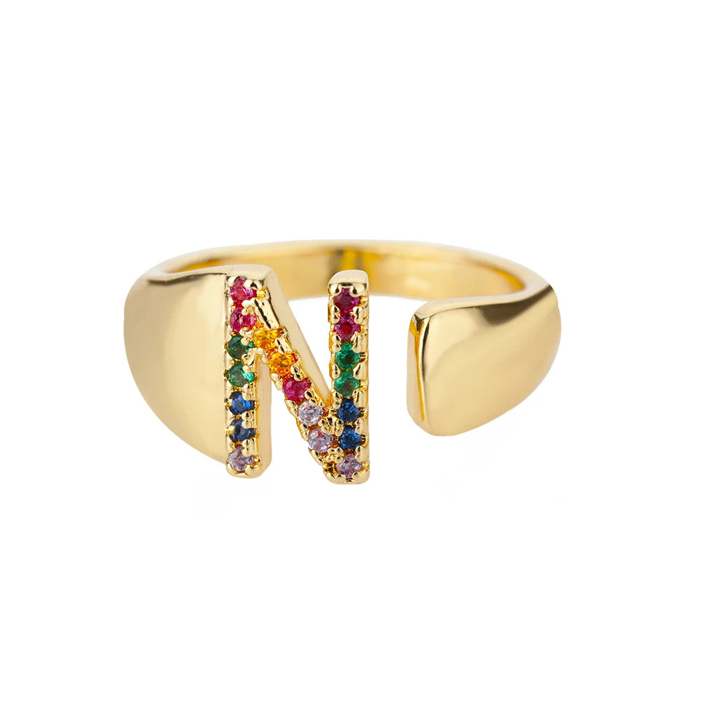 Goldener Ring mit Personalisiertem Buchstaben (Verstellbar)