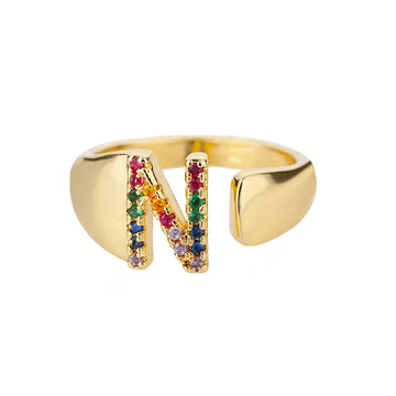 Goldener Ring mit Personalisiertem Buchstaben (Verstellbar)