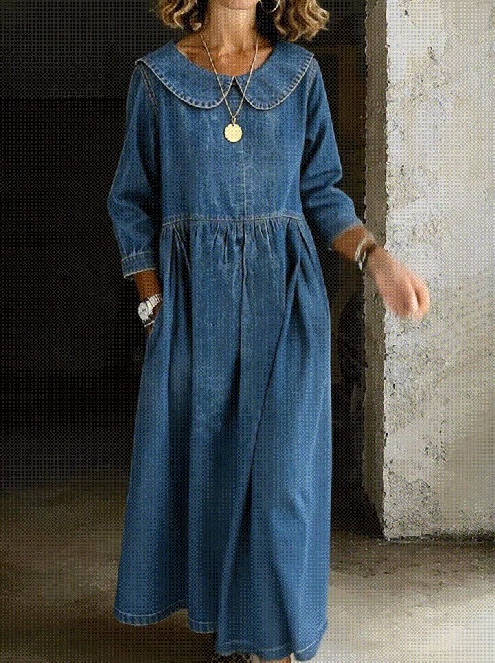Clara | Jeanskleid mit Peter-Pan-Kragen