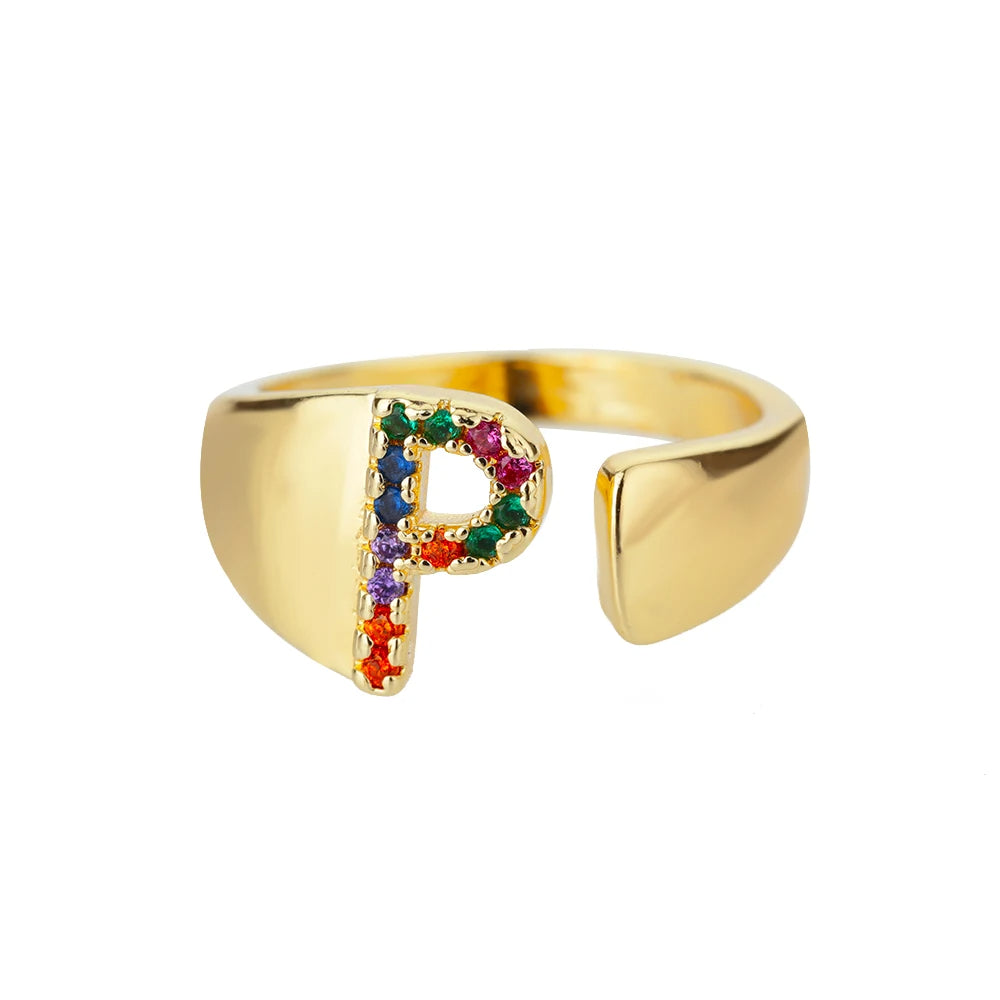 Goldener Ring mit Personalisiertem Buchstaben (Verstellbar)