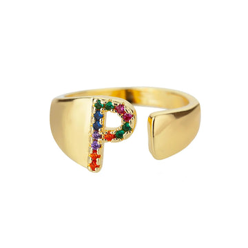 Goldener Ring mit Personalisiertem Buchstaben (Verstellbar)