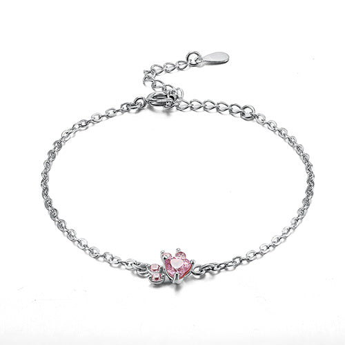 Roségold Pfoten Schmuckset – 4-teilig mit Zirkonia-Herz (Ring, Kette, Ohrringe, Armband)