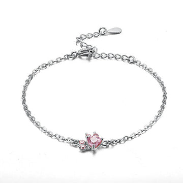 Roségold Pfoten Schmuckset – 4-teilig mit Zirkonia-Herz (Ring, Kette, Ohrringe, Armband)