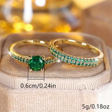 Duo-Ringset mit Smaragd in Gold