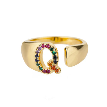 Goldener Ring mit Personalisiertem Buchstaben (Verstellbar)