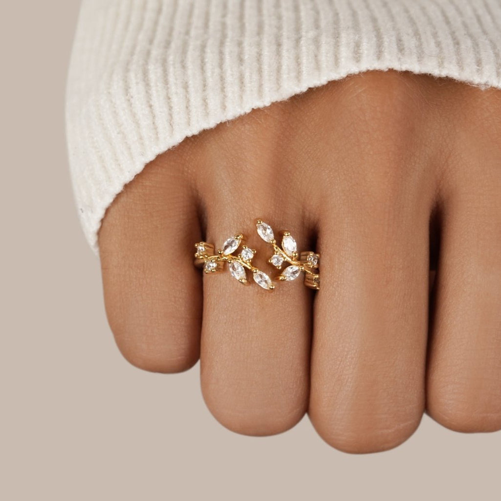 18K Gold Kristall-Rankenring