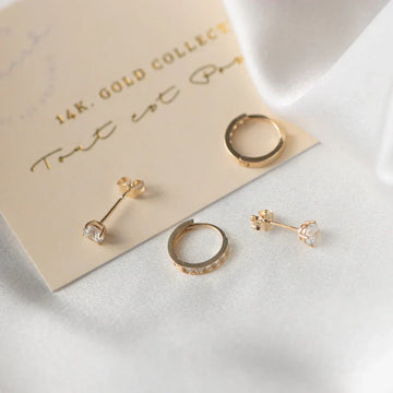 Dara Brillane Stein-Ohrringe-Set | Gold