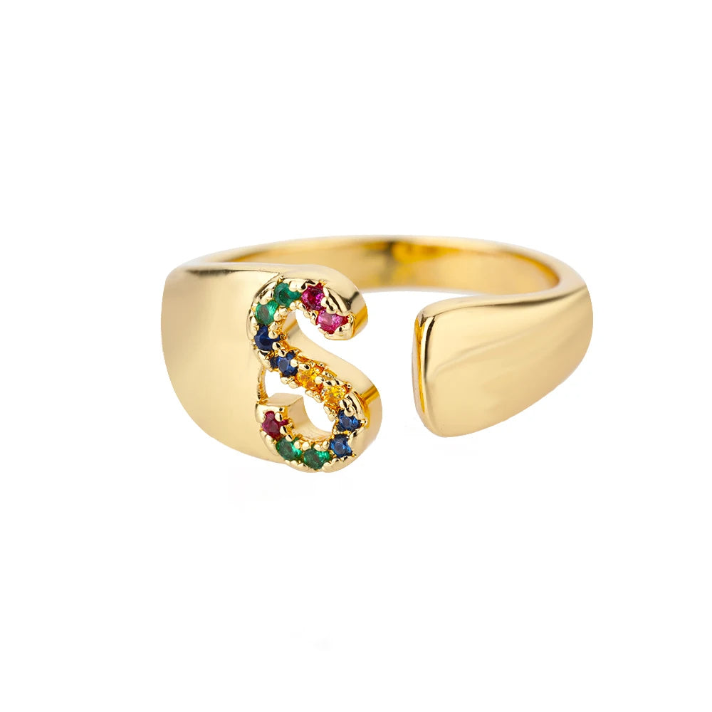 Goldener Ring mit Personalisiertem Buchstaben (Verstellbar)