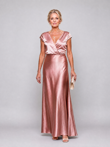 Samouse | Maxikleid mit Wickeloberteil und kurzen Ärmeln