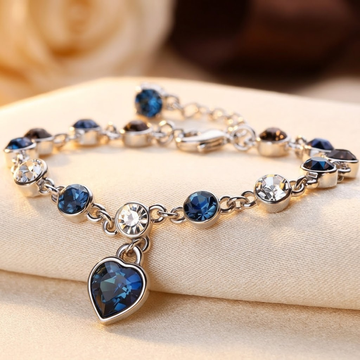 Silbernes Saphir-Herzketten-Armband