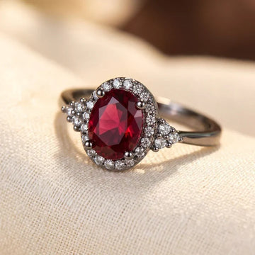 Silberner Rubin-Halo-Ring