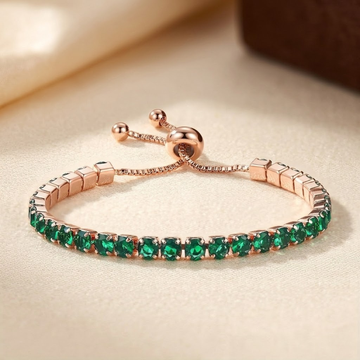 Goldenes Smaragd-Tennis-Armband (Verstellbar)