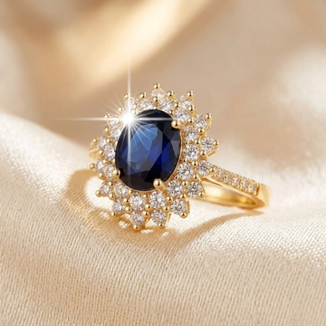Goldener Saphir-Halo-Ring