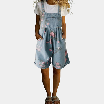 Adriana – Denim-Jumpsuit mit Blumenprint und Vintage-Waschung