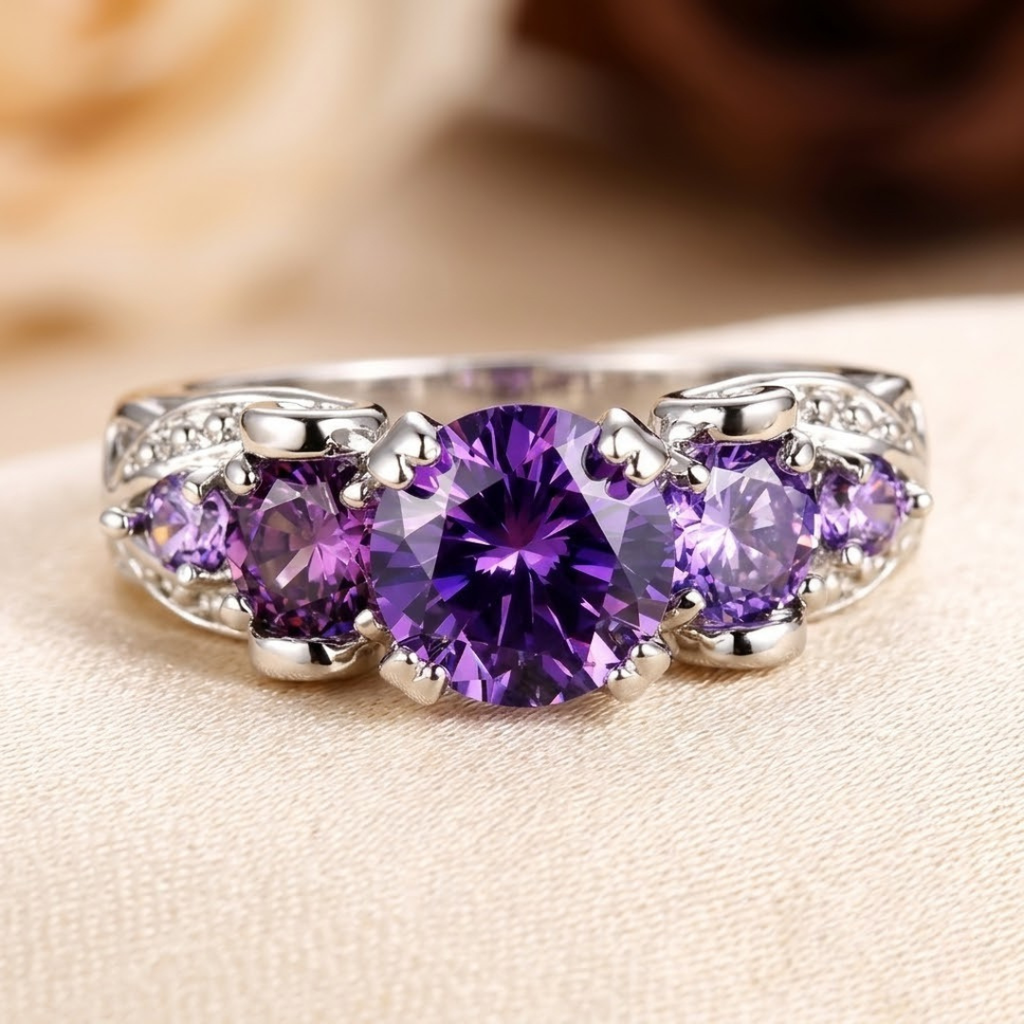 Silberner Amethyst-Vintage-Ring