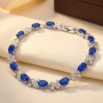 Silbernes Saphir-Blumenketten-Armband