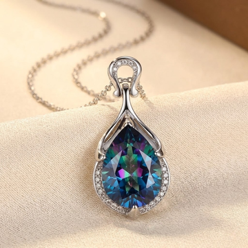 Silberne Saphir-Tropfen-Kette