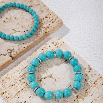 Großes Türkis-Perlenarmband 5er-Set