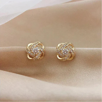 Goldene Spiralförmige Blüten-Ohrringe mit Kristallen