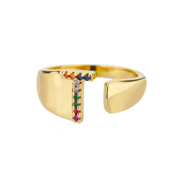 Goldener Ring mit Personalisiertem Buchstaben (Verstellbar)
