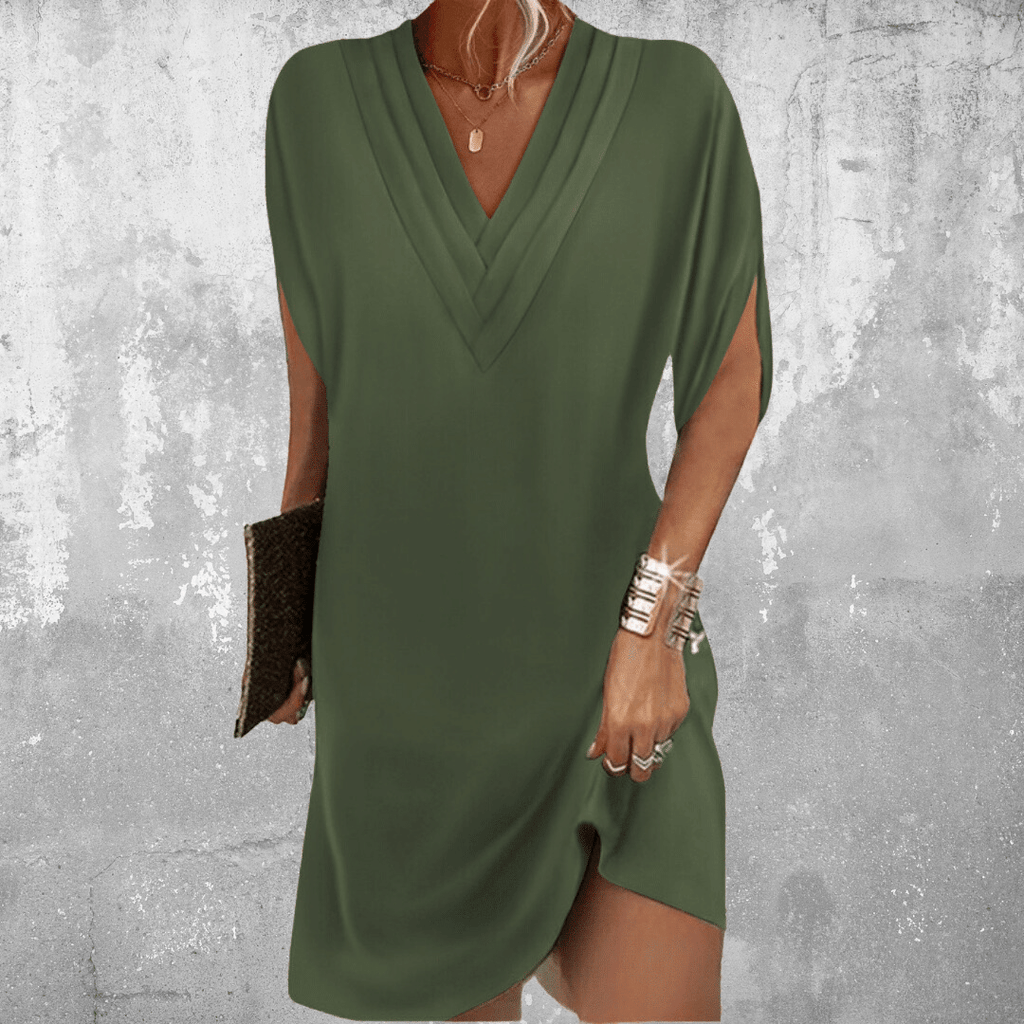Anelia | Elegantes Kleid mit halben Ärmeln und V-Ausschnitt