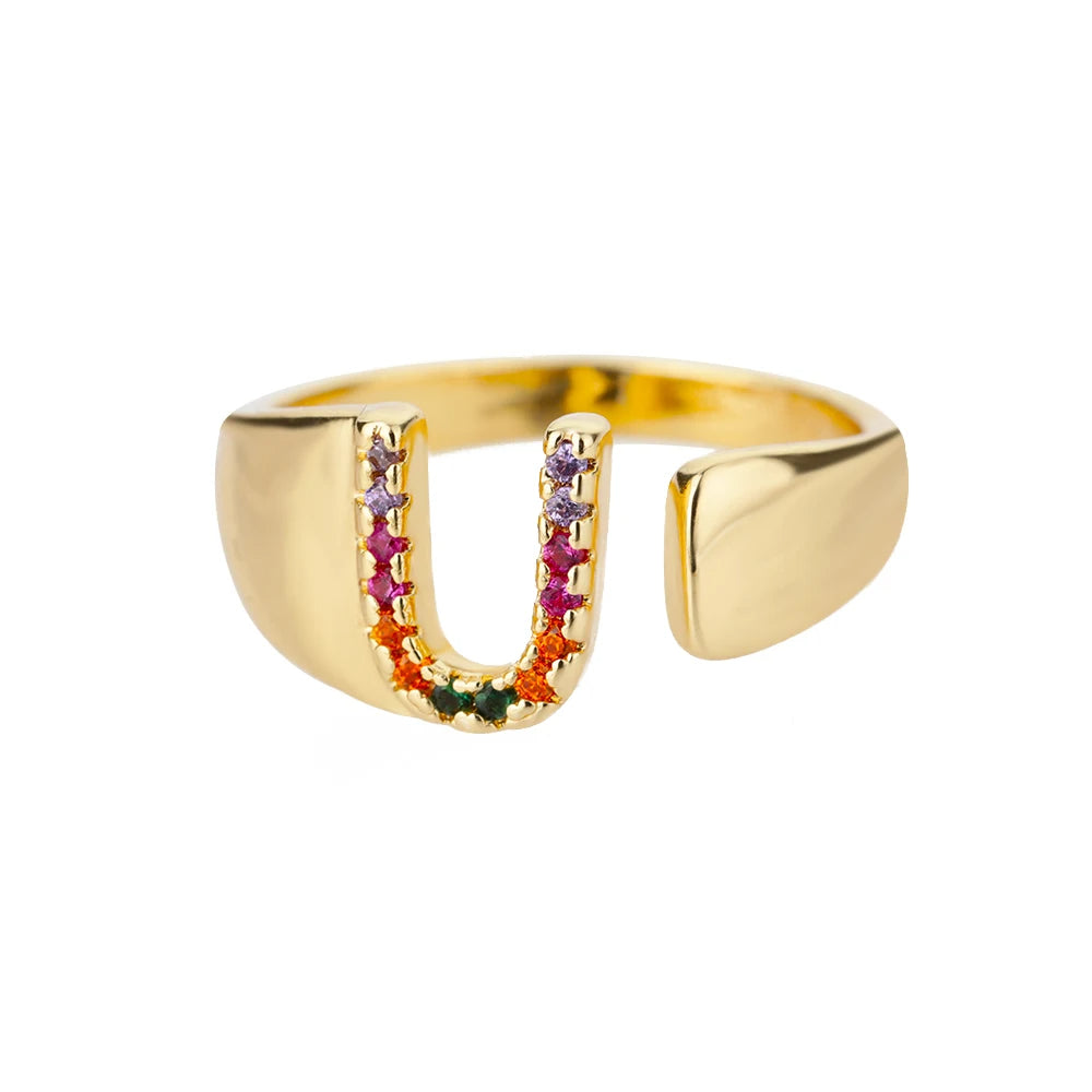 Goldener Ring mit Personalisiertem Buchstaben (Verstellbar)