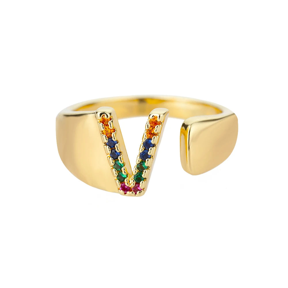 Goldener Ring mit Personalisiertem Buchstaben (Verstellbar)
