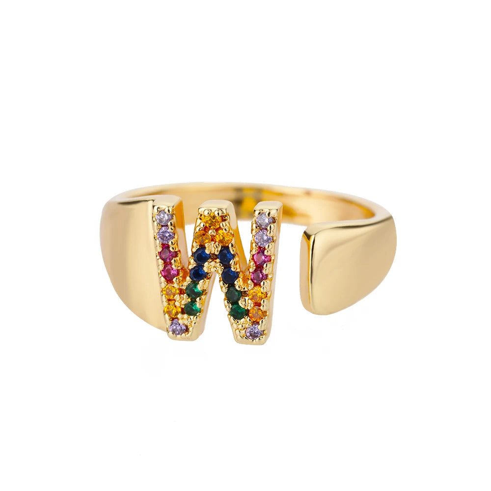 Goldener Ring mit Personalisiertem Buchstaben (Verstellbar)