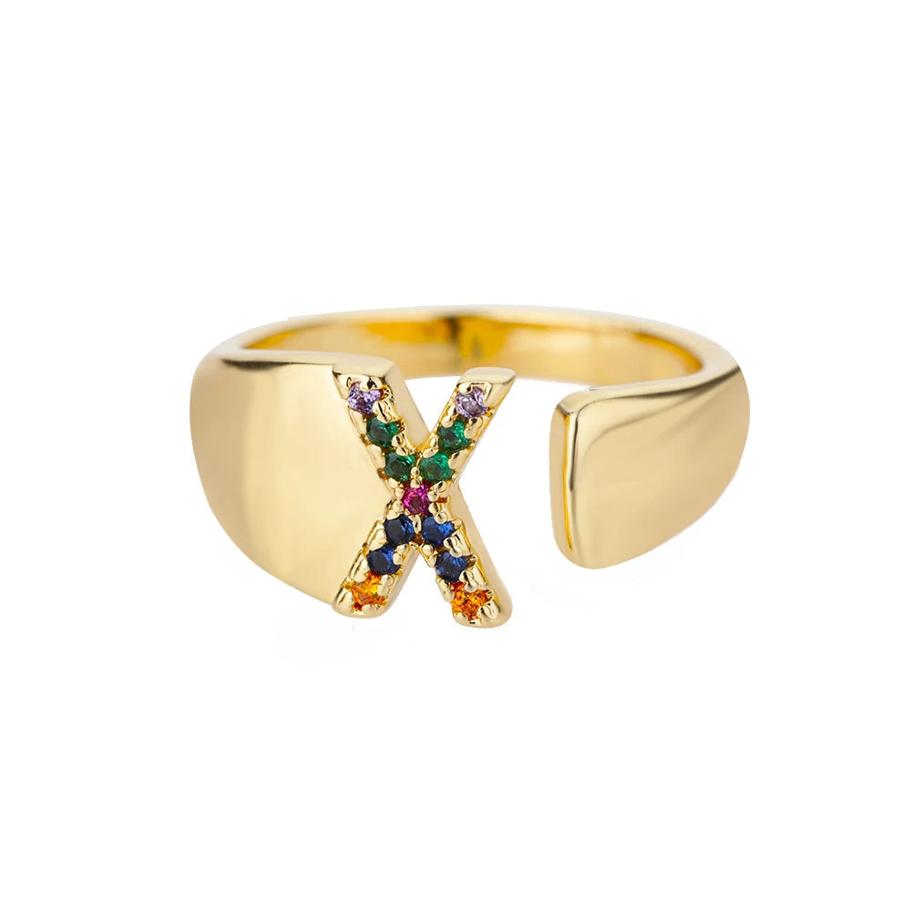 Goldener Ring mit Personalisiertem Buchstaben (Verstellbar)