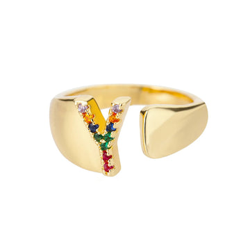 Goldener Ring mit Personalisiertem Buchstaben (Verstellbar)