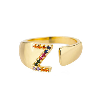 Goldener Ring mit Personalisiertem Buchstaben (Verstellbar)
