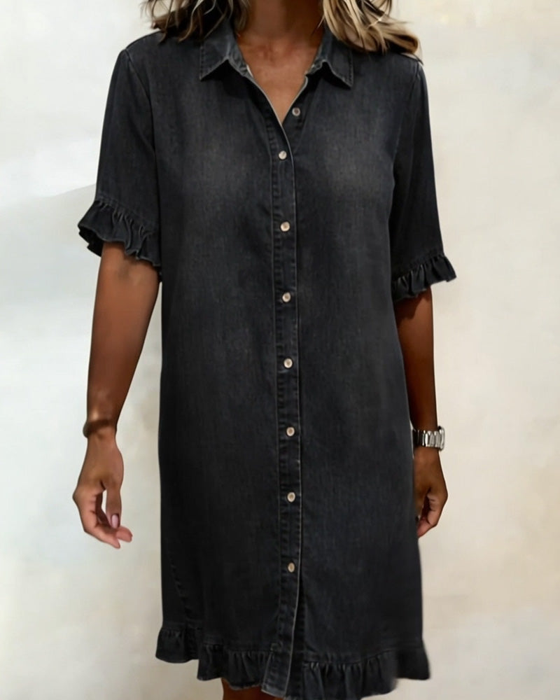 Maria | Bequemes Denim-Kleid mit schmeichelnden Falten