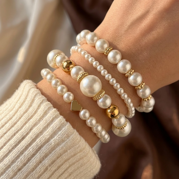Goldenes Perlen-Armband-Set