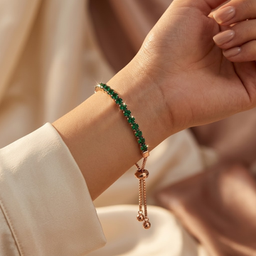 Goldenes Smaragd-Tennis-Armband (Verstellbar)