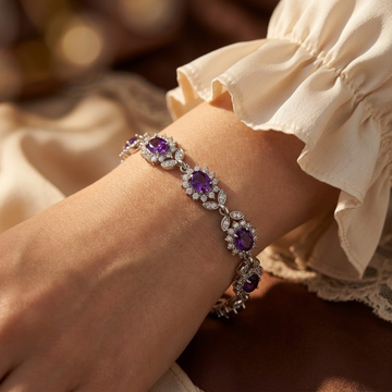 Silbernes Amethyst-Blumen-Armband