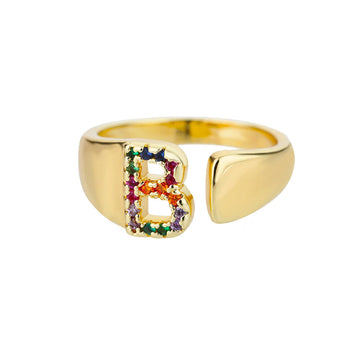 Goldener Ring mit Personalisiertem Buchstaben (Verstellbar)