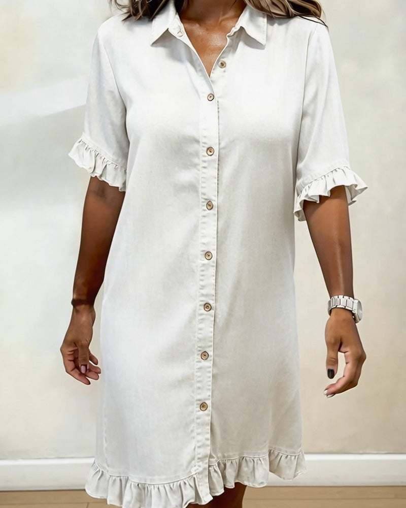 Maria | Bequemes Denim-Kleid mit schmeichelnden Falten