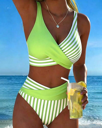 Bikini mit Kreuzstreifen Druck