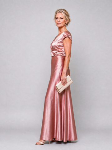 Samouse | Maxikleid mit Wickeloberteil und kurzen Ärmeln