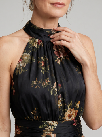 Sior | Florales Neckholder-Midi-Kleid