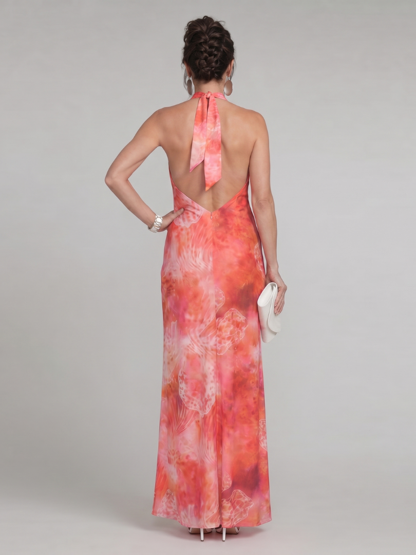 Coraline | Neckholder Maxi-Kleid mit bedrucktem Muster