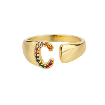 Goldener Ring mit Personalisiertem Buchstaben (Verstellbar)